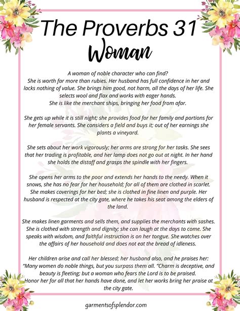 Printable Proverbs 31: Wisdom for the Virtuous Woman
