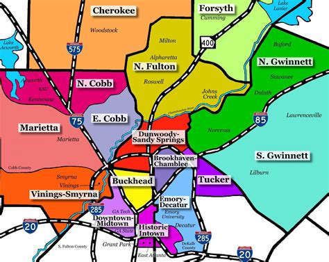 Exploring the Vibrant Heart of Georgia: A Comprehensive Map of Atlanta and its Bustling Suburbs
