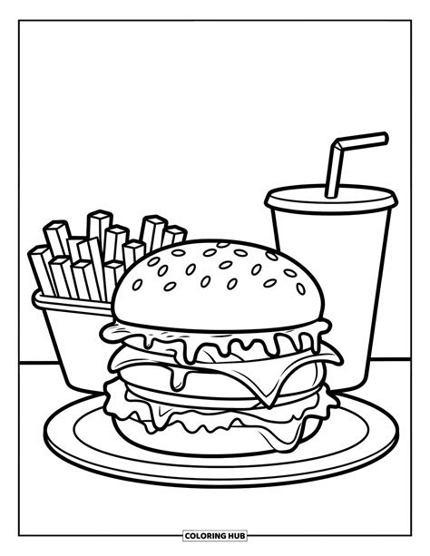 Delicious Burger Coloring Pages for Creative Fun