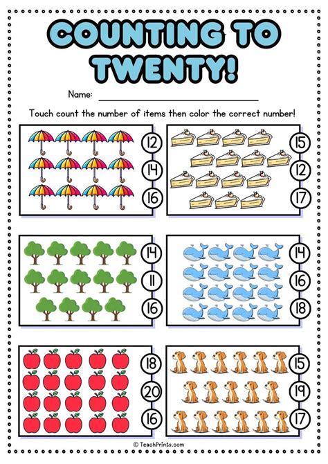 Free Printable Counting Worksheets 1-20 for Early Learners
