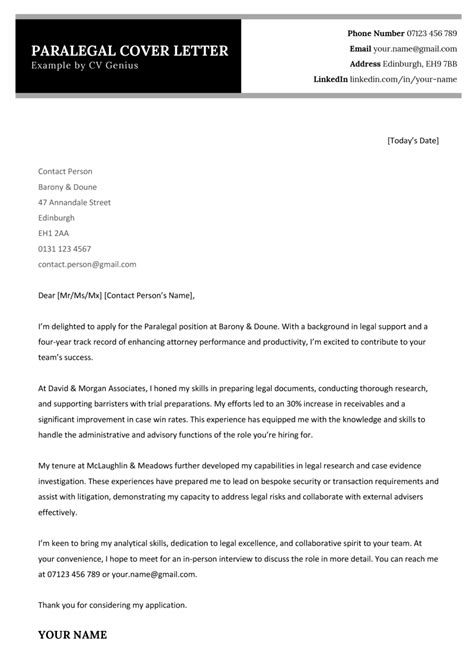 Crafting an Experienced Paralegal Cover Letter That Lands the Job