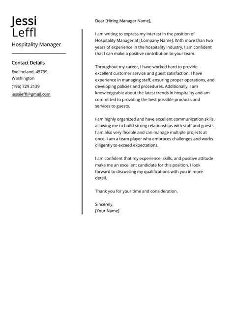 Crafting Your Winning Hospitality Management Cover Letter