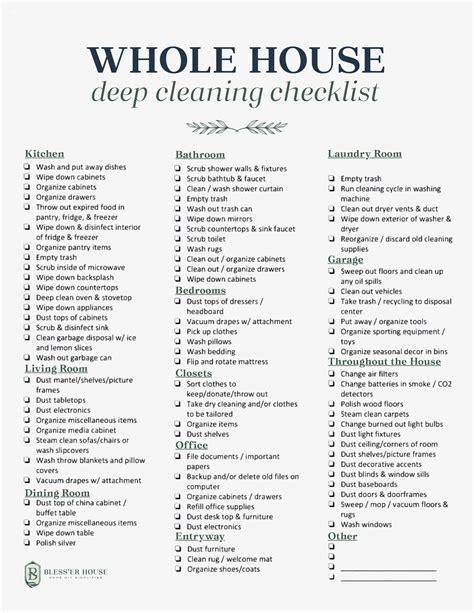 Free Printable House Cleaning Checklist PDF