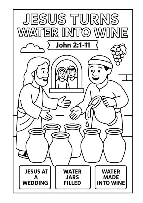 Miracle at Cana: Jesus Turns Water into Wine Coloring Page