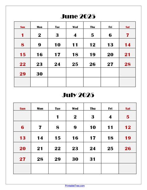 Printable June & July Calendar: Plan Your Summer with Ease