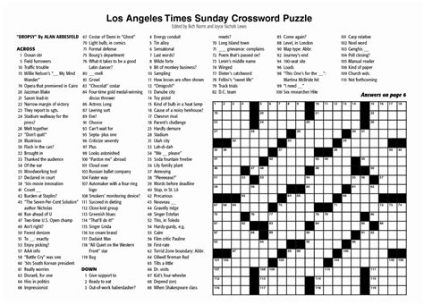 LA Times Crossword Printable PDF: Your Daily Dose of Brain-Boosting Fun