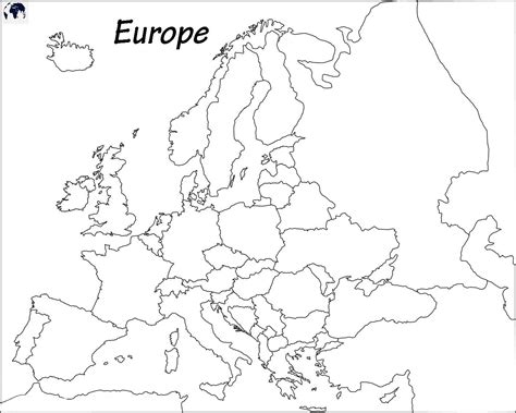 Printable Blank Map of Europe for Geography Education and Exploration