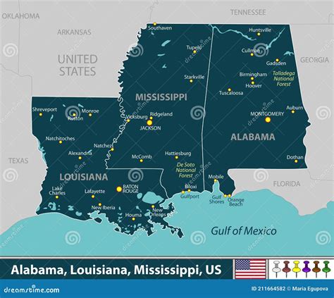 Exploring the Gulf Coast: A Detailed Map of Louisiana, Mississippi, Alabama, and Florida