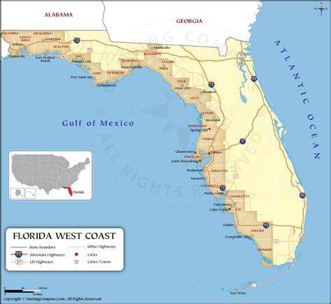 Detailed Map of Florida's Lower West Coast: Explore Gulf Beaches and Cities