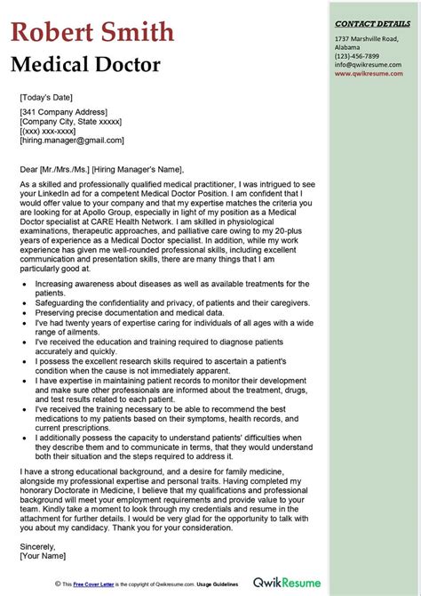 Crafting a Winning Medical Cover Letter: Your Path to a Dream Role