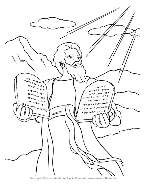 Moses and the 10 Commandments Printable Coloring Pages