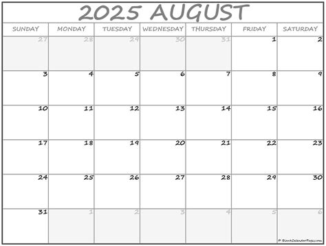Printable August 2025 Calendar & Planner