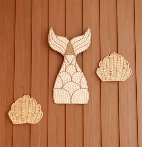 Elegant Rattan Shell Wall Decor: Boho Coastal Home Art