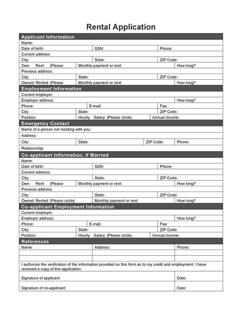 Essential Printable Basic Rental Application Form PDF