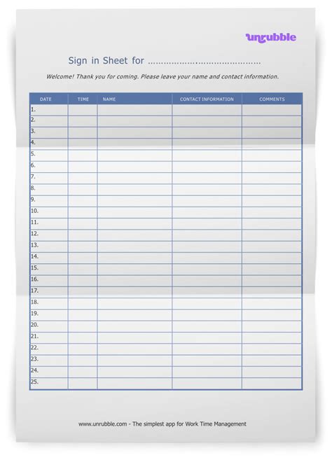 Editable Sign-In Sheet Template: Simplify Your Event Management
