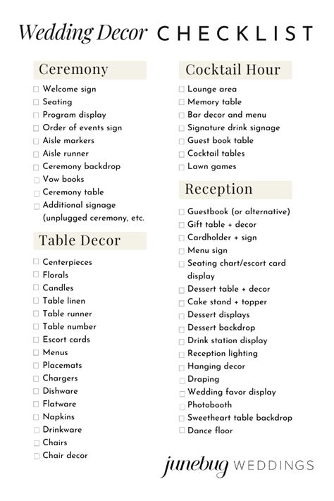 Essential Wedding Decor Checklist: Crafting Your Perfect Day