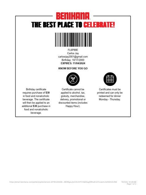 Benihana Birthday Certificates: Unlocking Your Special Day Rewards