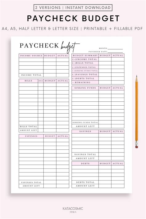 Free Budget by Paycheck Printables: Master Your Money with Ease