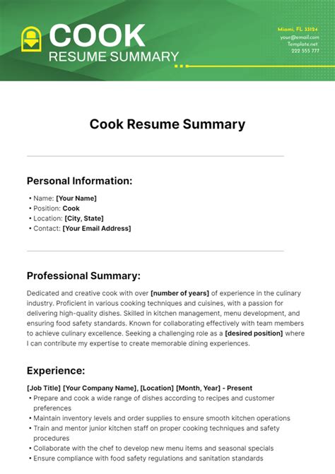 The Essential Guide to a Cook Job Summary: Igniting Culinary Careers