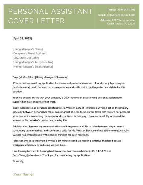 Crafting Your Perfect Personal Assistant Cover Letter: A Guide to Standing Out