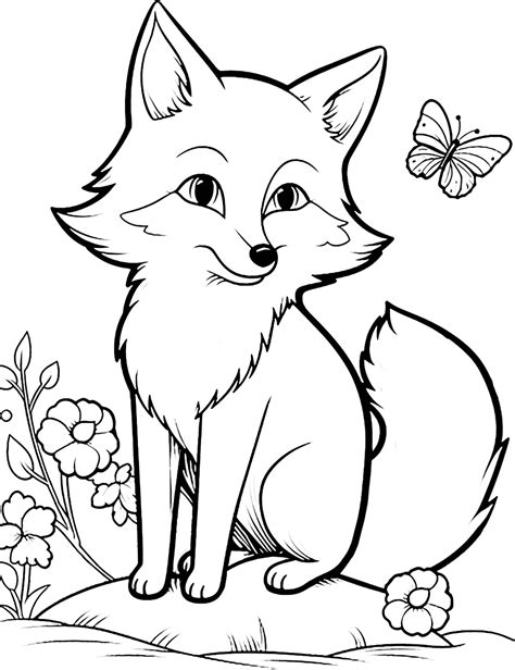 Cute Fox Colouring Pages for Kids and Adults