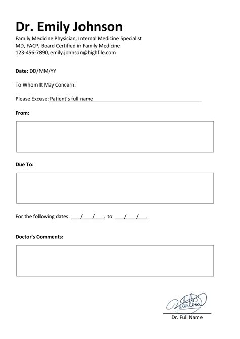 Free Printable Doctor's Excuse Template for Work or School
