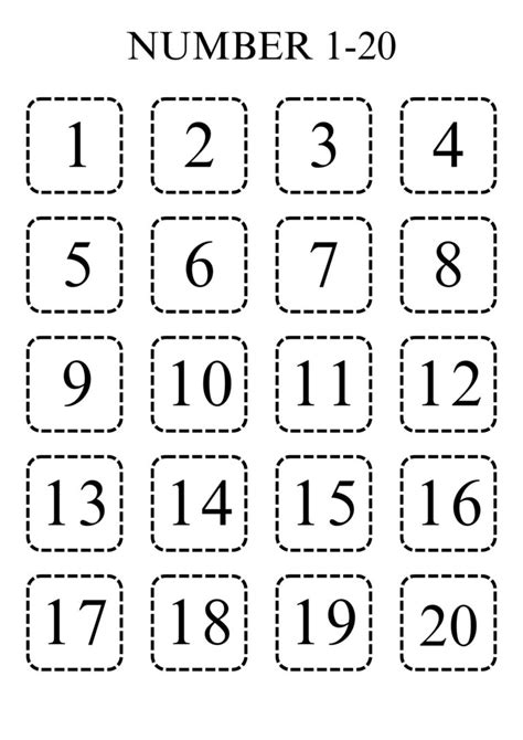 Free Printable Numbers 1-20 Worksheets for Early Learners