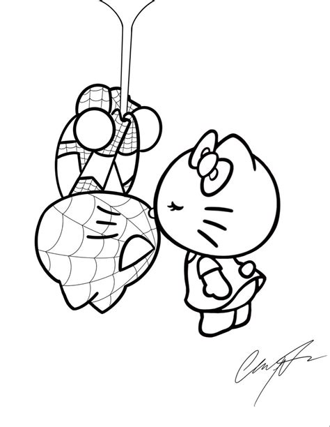 Hello Kitty and Spiderman Coloring Pages: A Crossover Adventure!