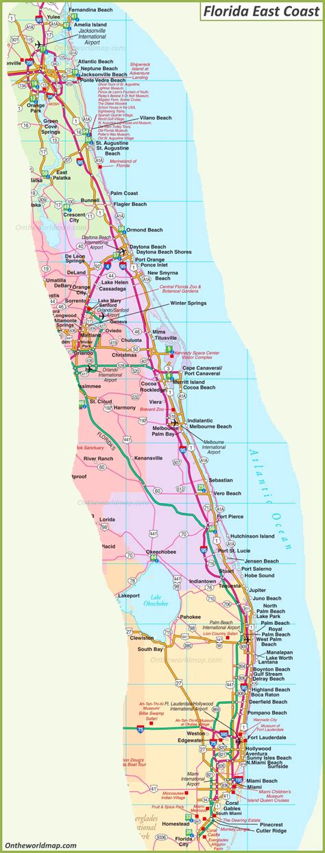 Coastal Exploration: Detailed Map of Florida and Georgia's East Coast