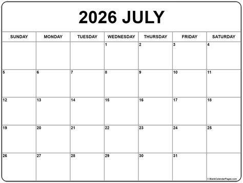 Printable July Calendar: Your Essential Summer Planner