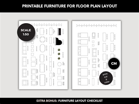 Printable 1:4 Scale Furniture Templates PDF for Dollhouses & Miniatures
