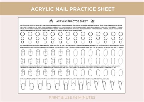 Printable Acrylic Nail Practice Sheet: Master Your Craft