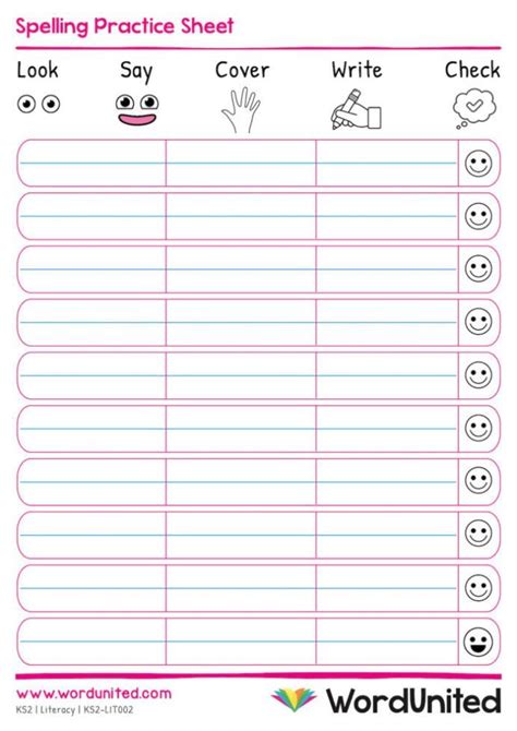 Free Printable Spelling Practice Template for Kids and Students
